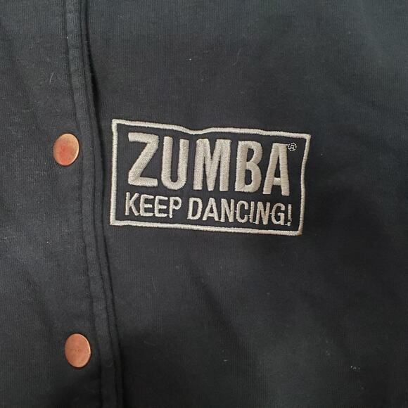 Zumba Keep Dancing Bomber Jacket Bold Black Fitness Wear Zwear Size Medium - Picture 5 of 11